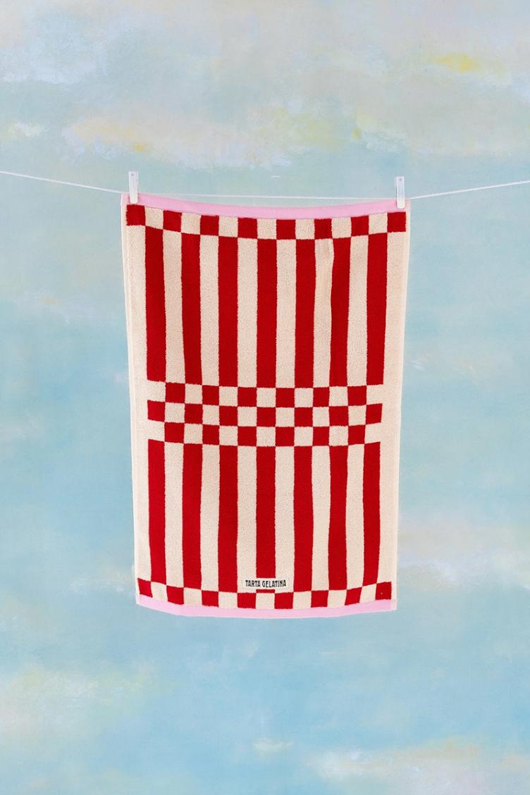 Badetuch klein Stripe red