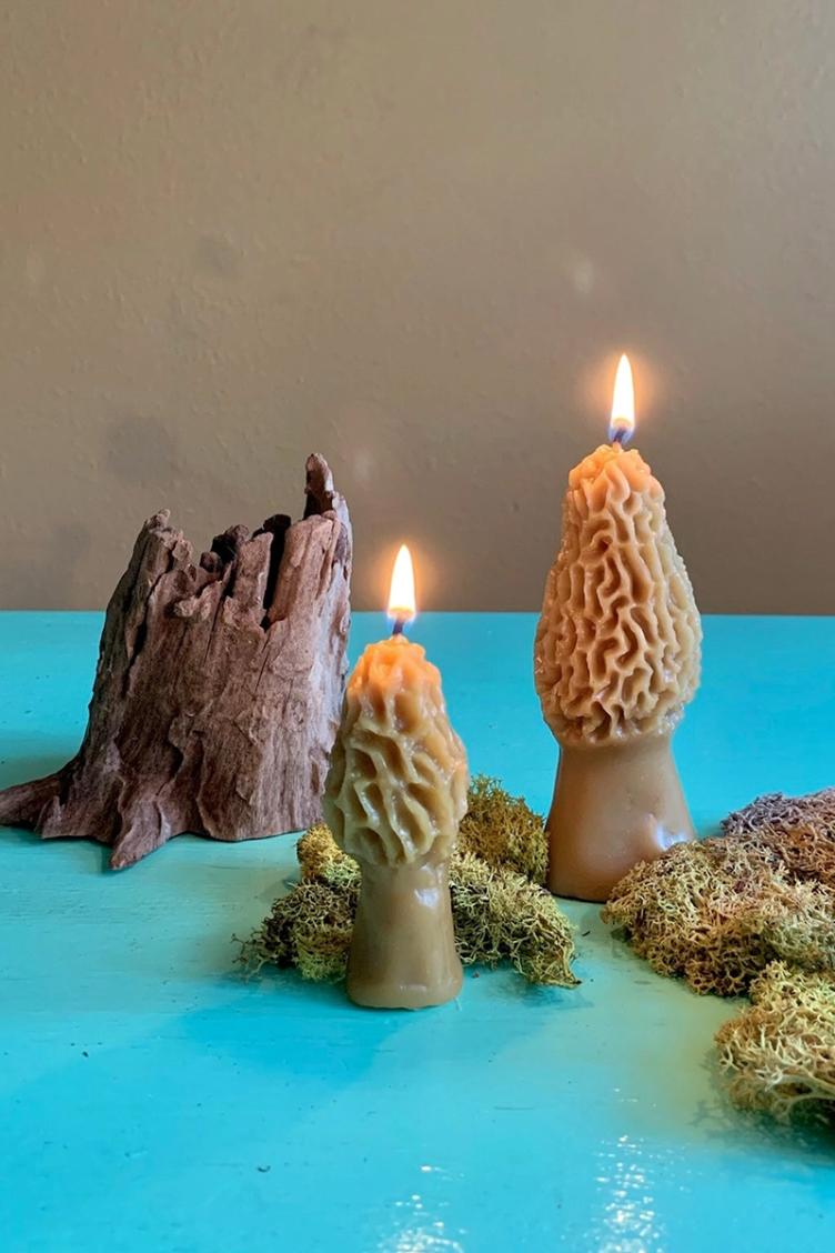Bienenwachskerzen Frühlingsmorchel 2er Set