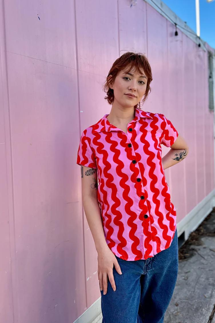 Bluse Joyce Pink Squiggle