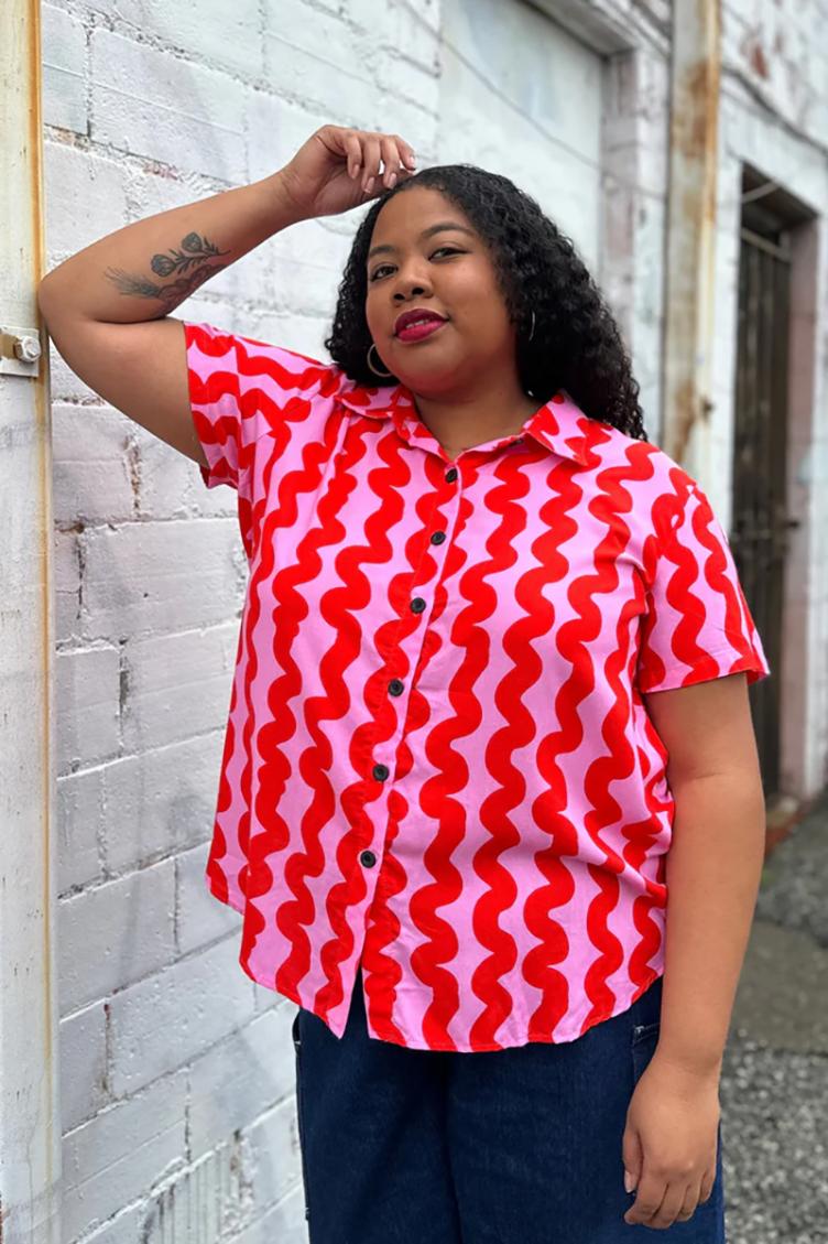 Bluse Joyce Pink Squiggle - 4