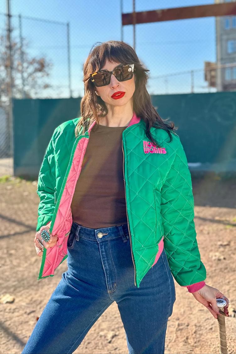 Bomber Jacket green/pink - 2