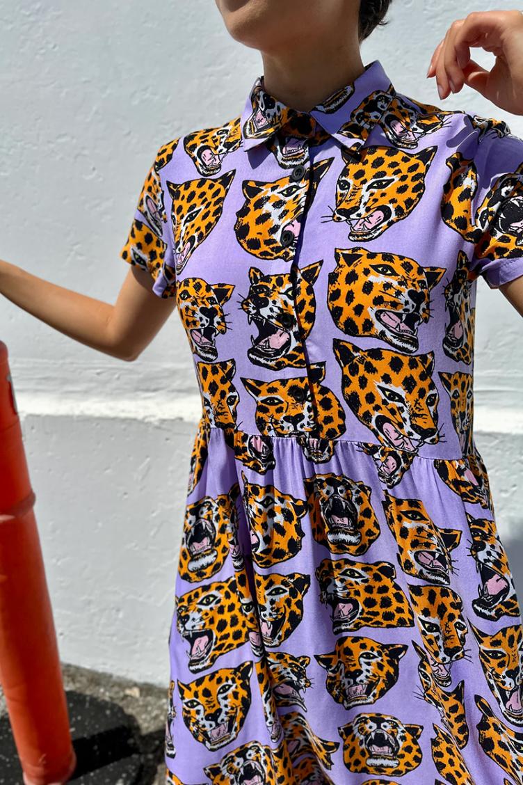 Cassie Dress `Cheetah Head` - 0