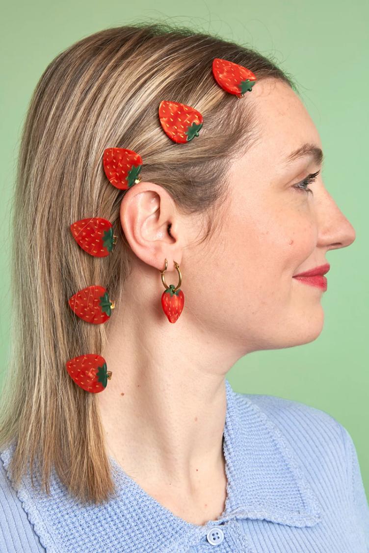 Haarclip Erdbeere