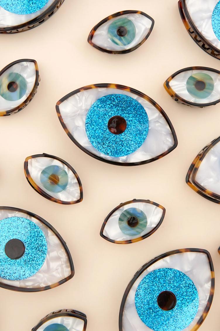 Haarklammer Auge blau glitzer - 4