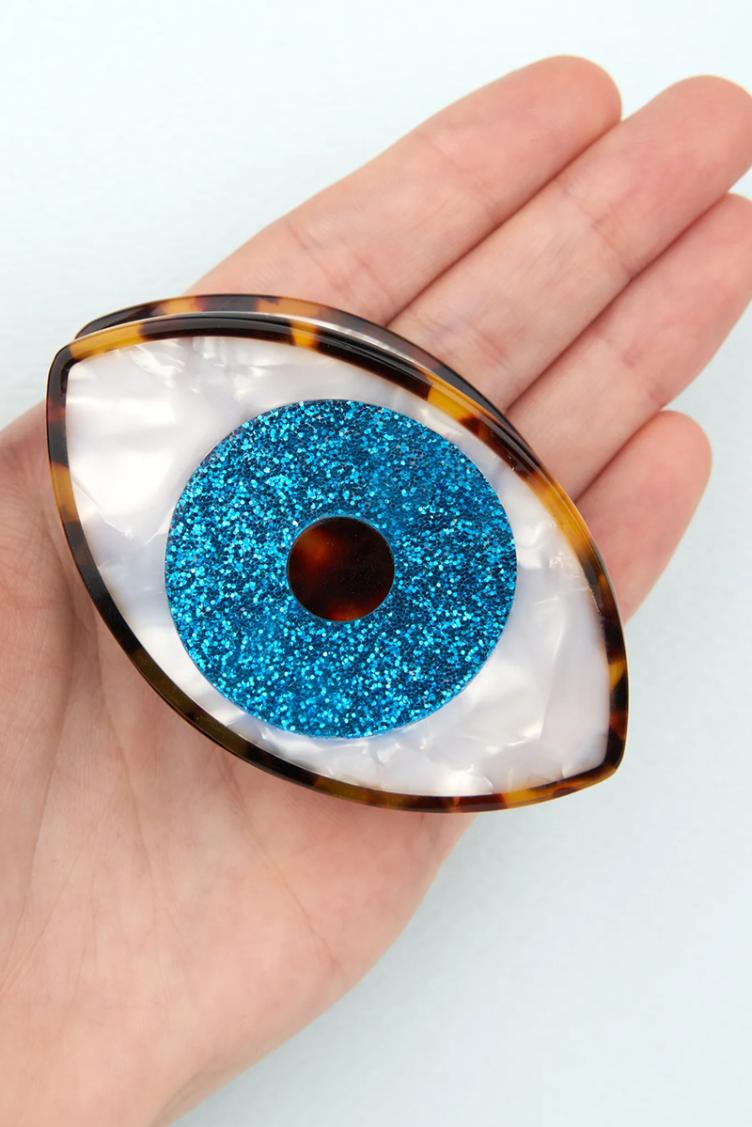 Haarklammer Auge blau glitzer - 0