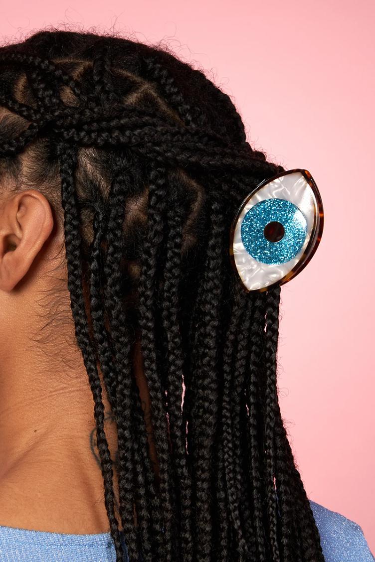 Haarklammer Auge blau glitzer