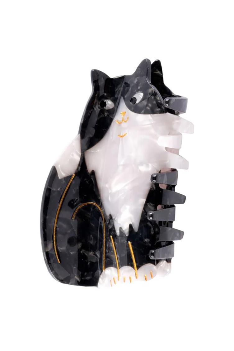 Haarklammer Katze schwarz-weiss - 1