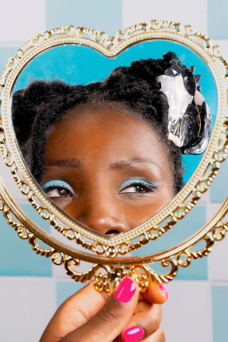 Haarklammer Katze schwarz-weiss