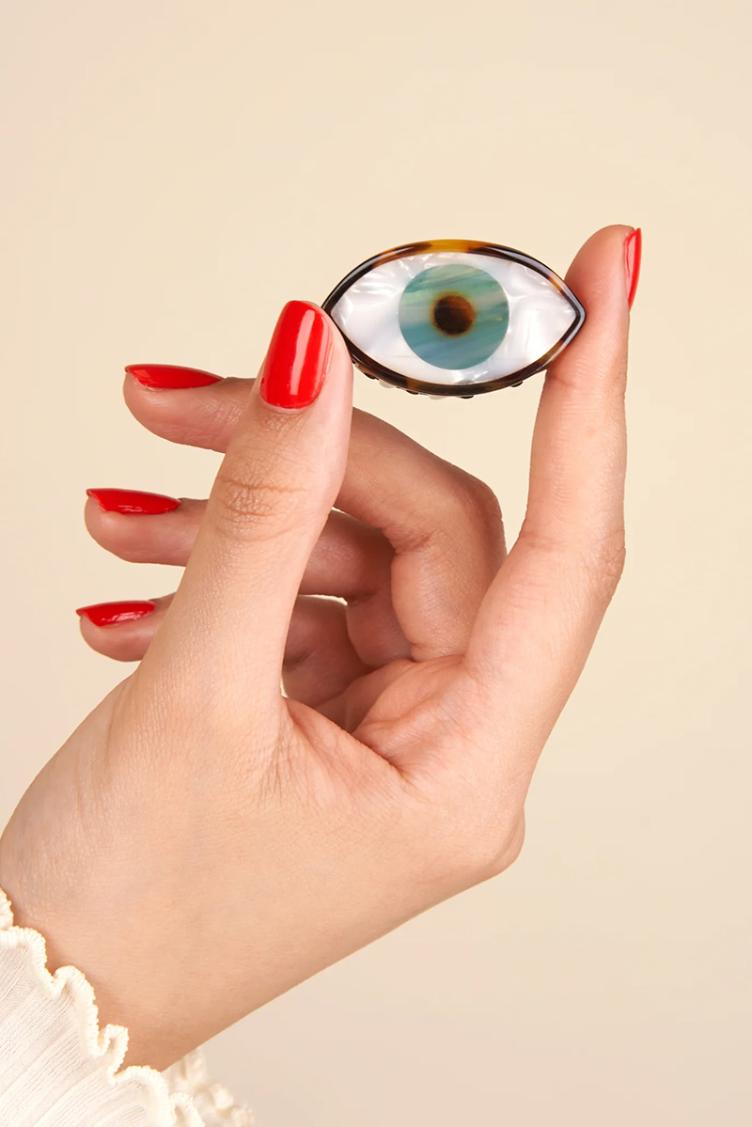 Haarklammer mini Auge blau