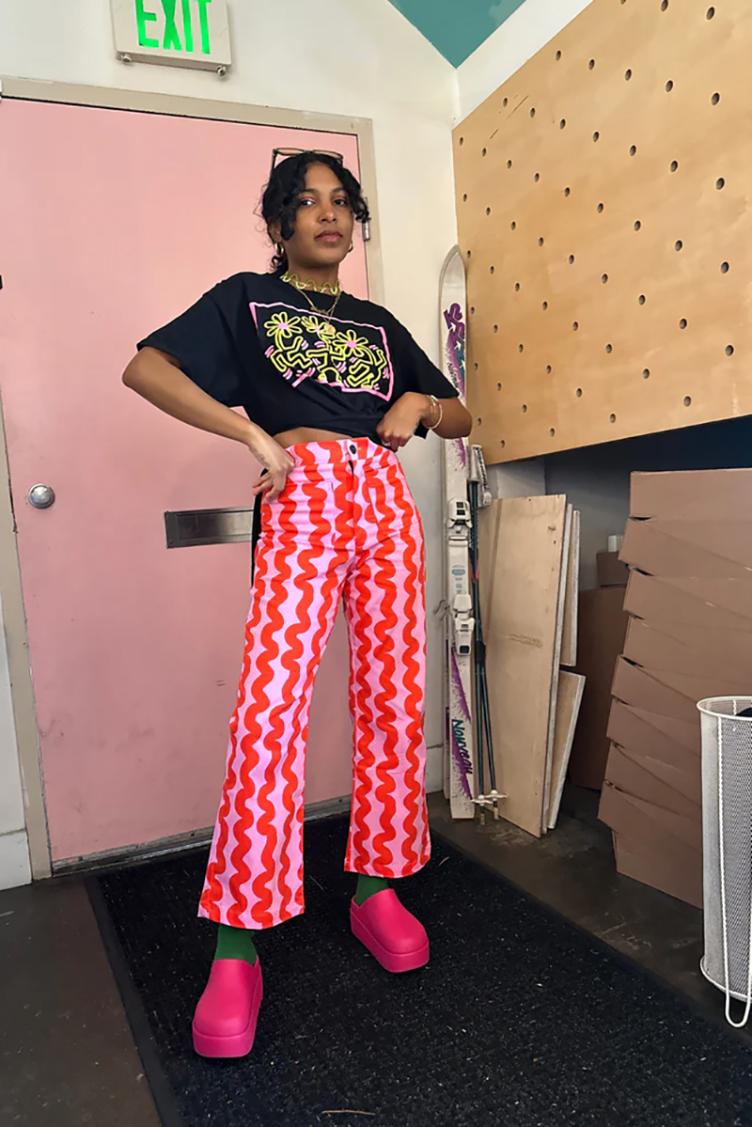 Hose Casual Bell Pink Squiggle