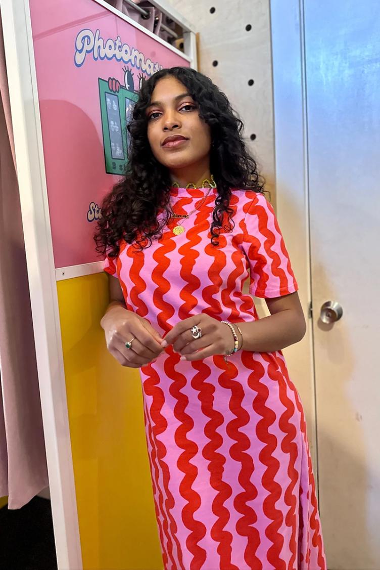 Jersey Maxi Dress Pink Squiggle - 0