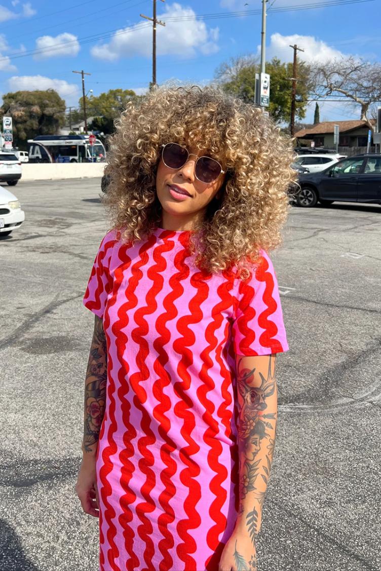 Jersey Maxi Dress Pink Squiggle - 2