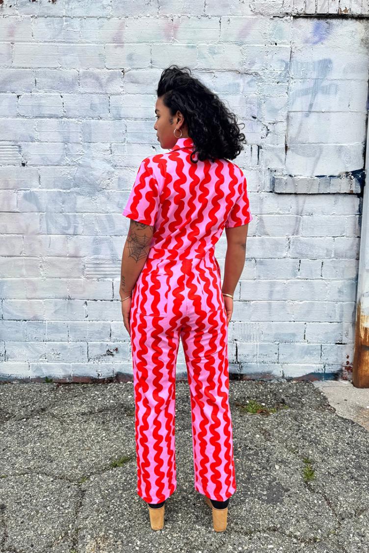 Jumpsuit Twill Coveralls Pink Squiggle - 3