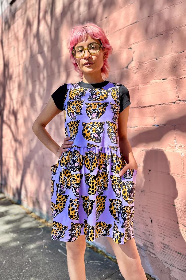 Kleid Big Pocket Dress `Cheetah Head`