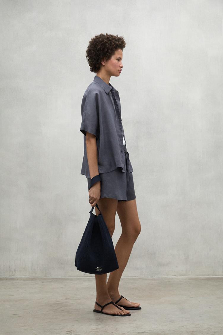 Kurzarmbluse Melania graublau - 3