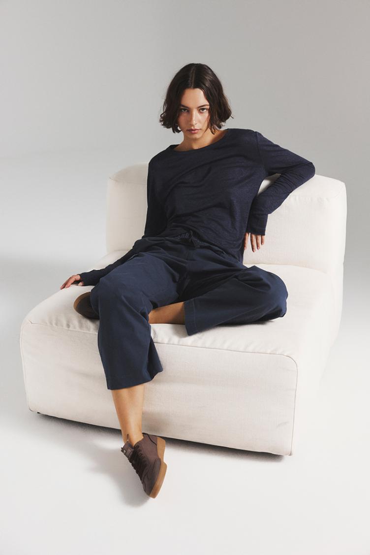 Langarmshirt Cale Leinen Storm Blue - 3