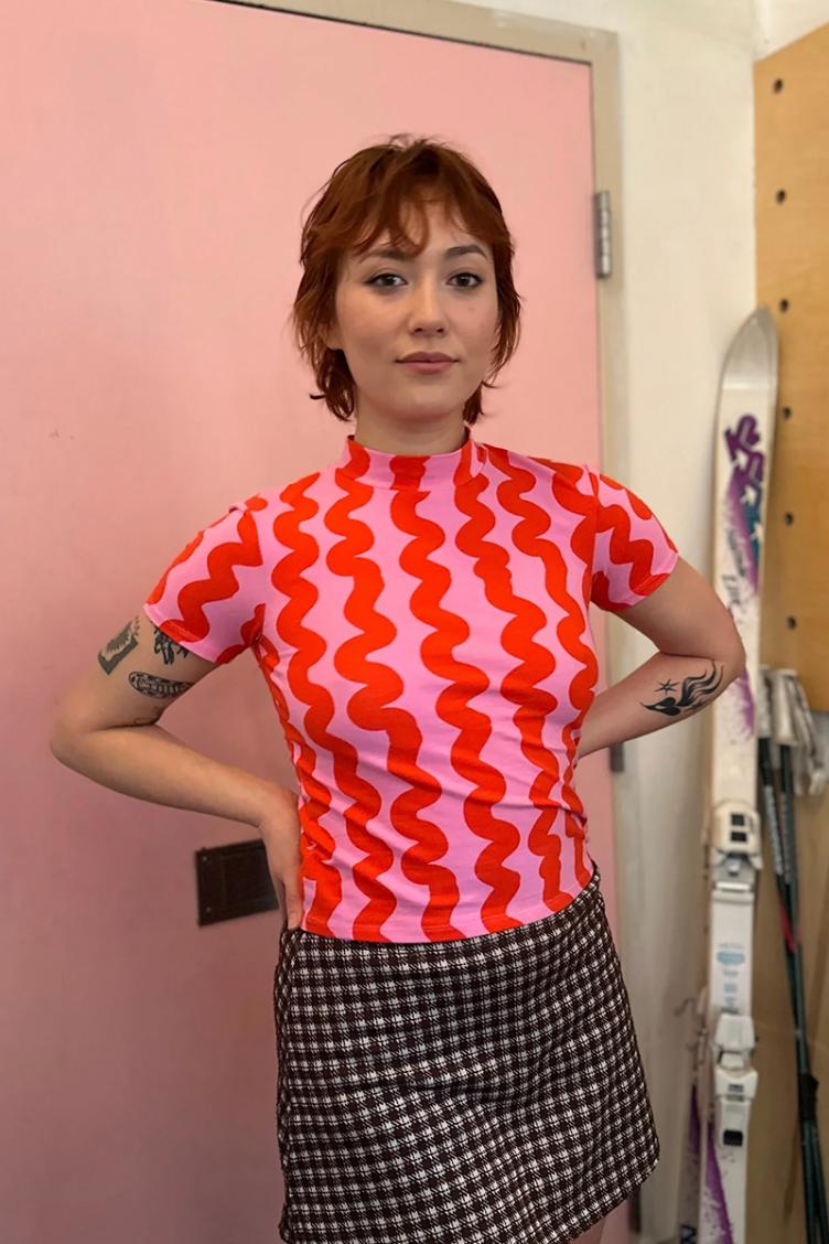 Mock Neck Pink Squiggle - 5
