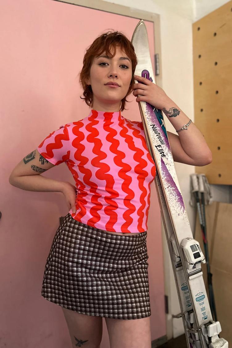 Mock Neck Pink Squiggle - 0