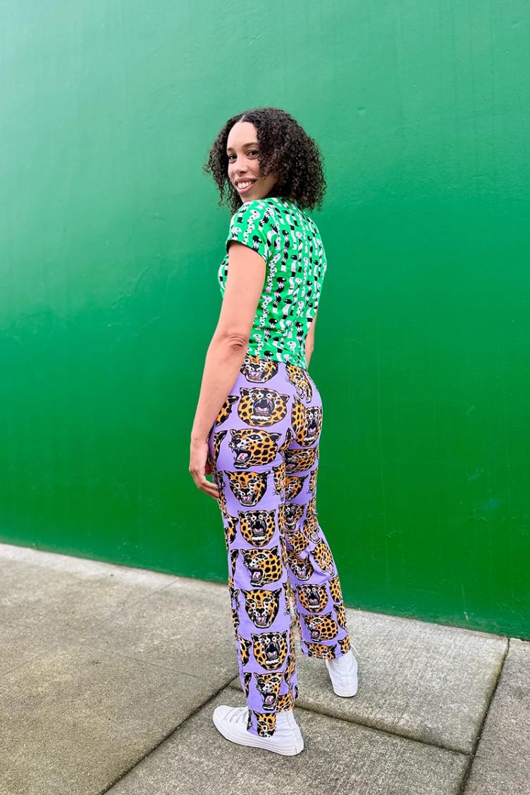 Palazzo Pants Cheetah Head - 0