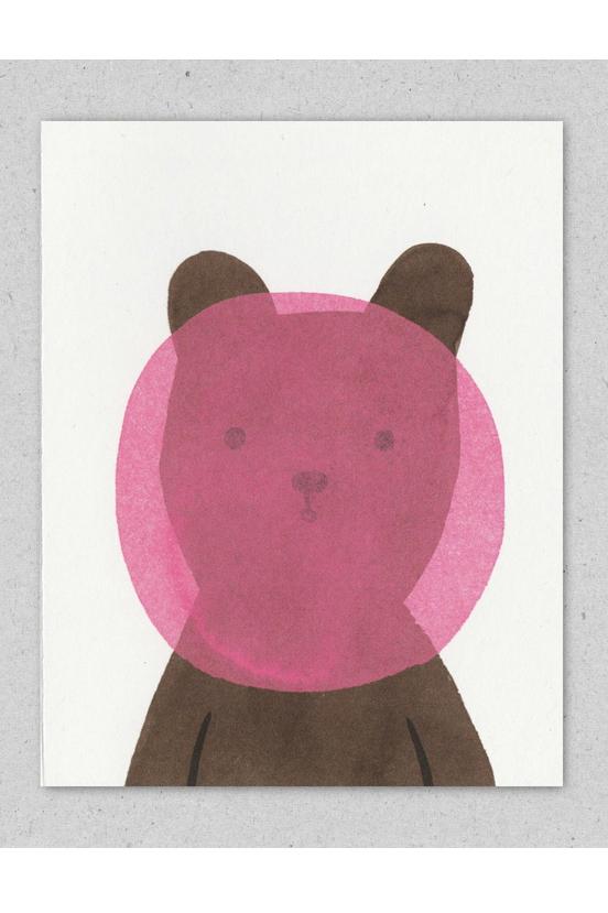 Postkarte Bär mit Kaugummi