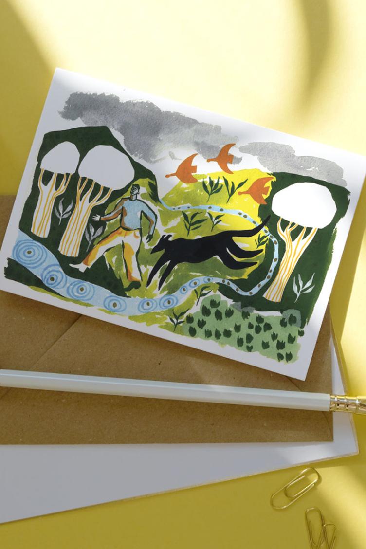 Postkarte Black Dog - 1