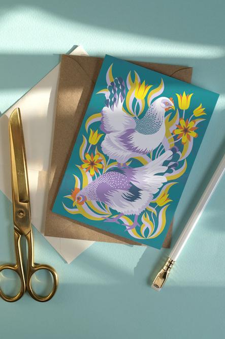Postkarte Hens - 1