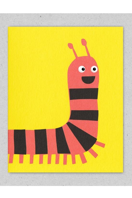 Postkarte Raupe mit Augen