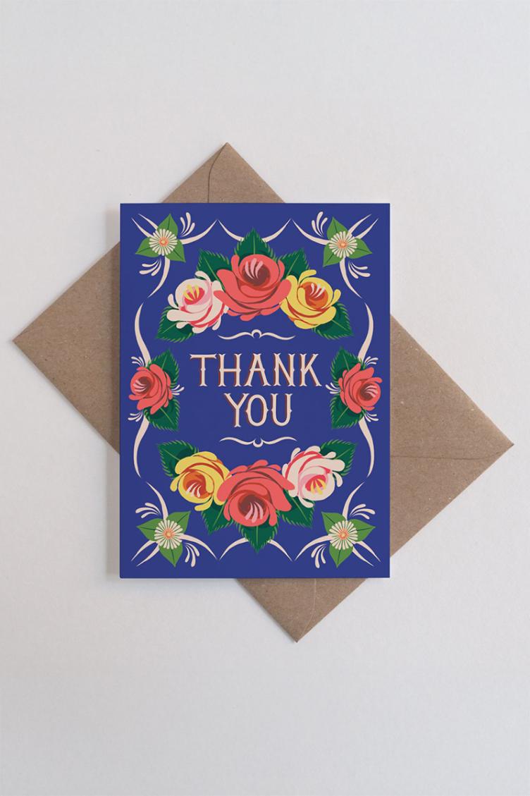 Postkarte thank you flower - 1