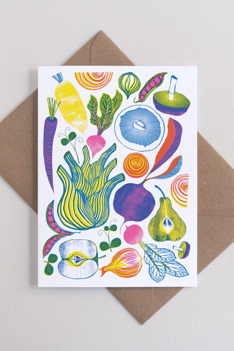 Postkarte Wurzeln+Früchte - 1