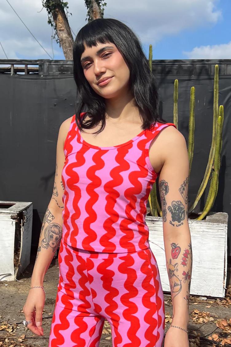 Tank Top Pink Squiggle - 3