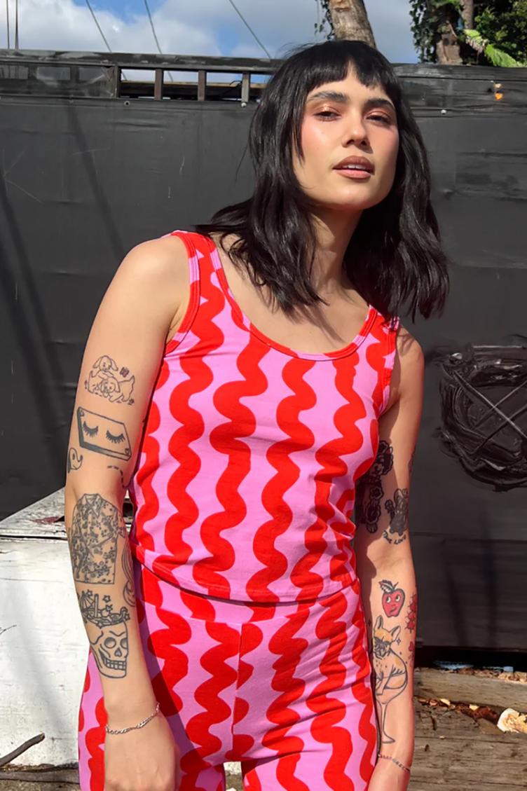 Tank Top Pink Squiggle - 4