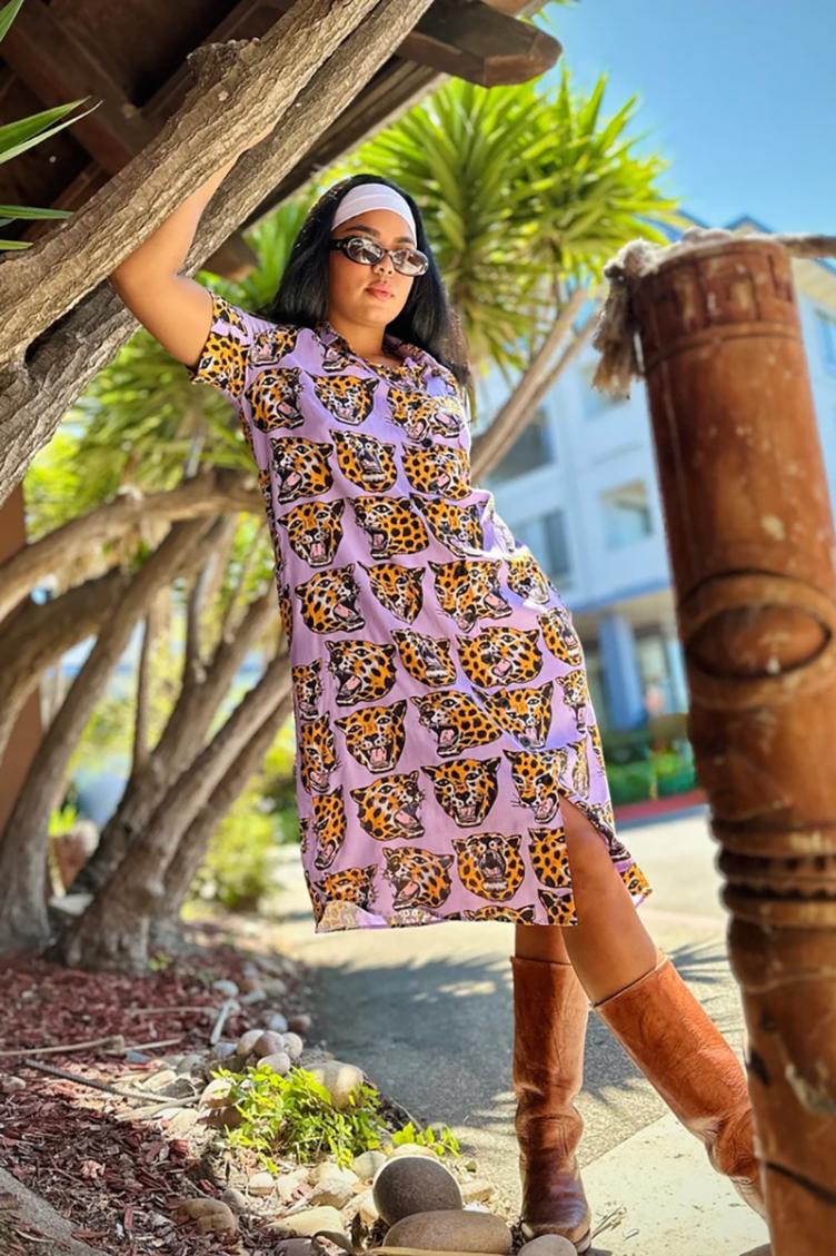 The River Dress `Cheetah Head`